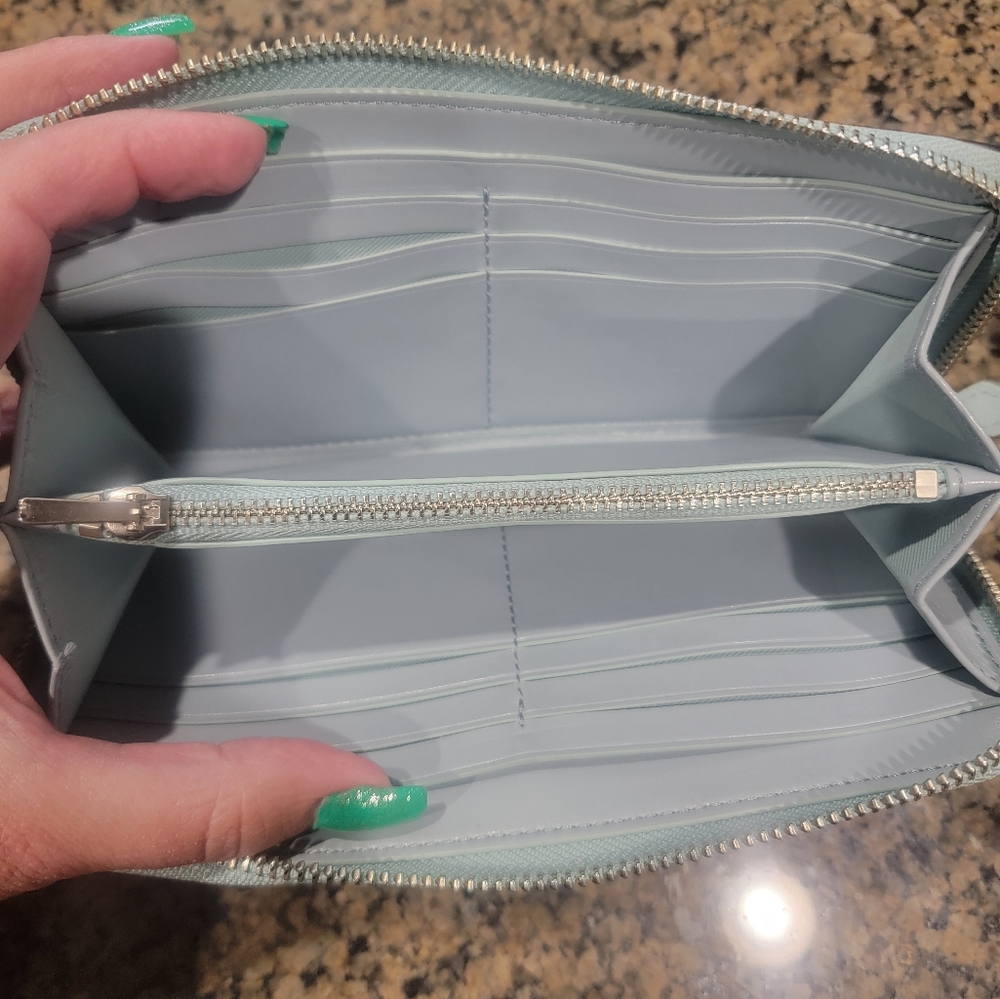 Coach Ombre Teal Zip Wallet - Picture 3 of 4